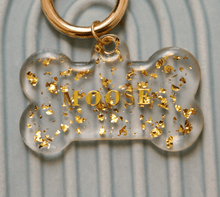 Load image into Gallery viewer, Clear Gold Flake Dog Tag
